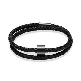 QGJNSGC Braided Leather Ashes Urn Bracelet for Men Cremation Jewelry Urn Bracelet Bangle for Ashes of Loved Ones Keepsake Memorial Jewellery Gifts Ashes Brecelet