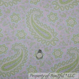 Westminster Fabrics BonEful Fabric FQ Cotton Quilt Pink Green White Girl Paisley Flower Shabby Chic