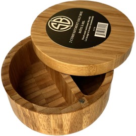 Simply Bamboo Two Compartment Salt, Pepper & Spice Box with Removable, Rotating, Magnetic Top - 4.75'' x 2.5"