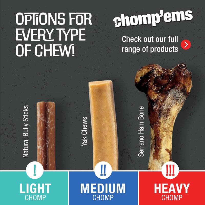 Chomp’ems Premium Beefhide Chews for Dogs, 2 Chews