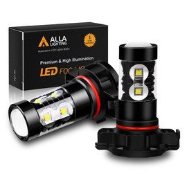 Alla Lighting 2400 Lumens PSX24W 2504 LED Fog Lights Bulbs 12276, 6000K Xenon White Super Bright Fog Lamps Replacement for Cars, Trucks