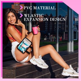 Bulyoou Carnival Leg/Arm Bag Holographic Thigh Bag with Adjustable Strap Leg Pouch Harness Women Summer Travel Hiking Pack(Black,PVC Leg Bag)