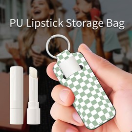 PLKTJOSA Lip Balm Keychain Holder - Stocking Stuffer Gift for Women, Chapstick Holder with Carabiner Clip(Sage Green)