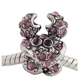 Sexy Sparkles Crab with Rhinestones Spacer Bead Fits European Troll Chamilia Biagi Bracelet Choose Your Colors From Menu (Purple)