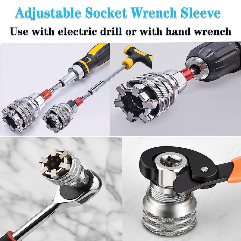 YUENTOEN Adjustable Universal Socket Wrench, Multi-functional Magic Sleeve Universal Maintenance