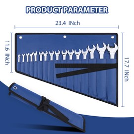 QualiapeX 16 Pockets Wrench Roll Organizer, Wrench Pouch Roll Up with Water Proof Oxford Cloth, ool Roll Bag for Wrenches Organization