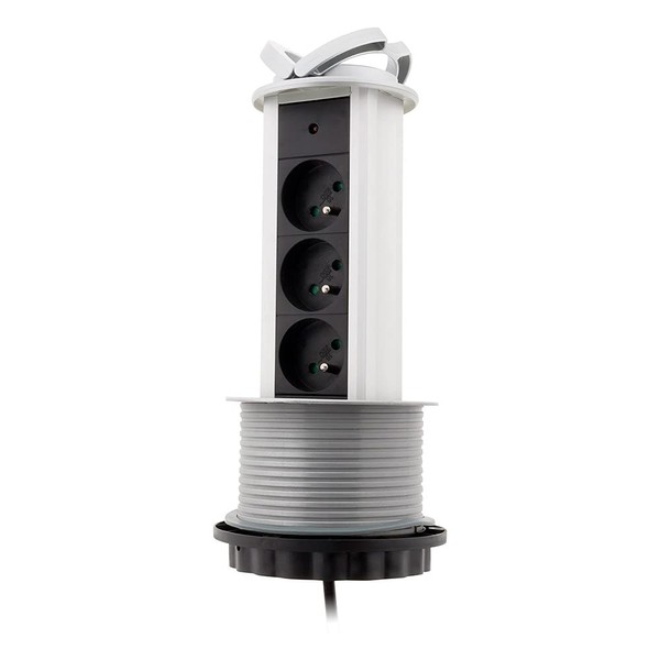 Bloc 3 prises 16A 2P+T escamotable câblé HO5VV-F 3G1-1.60m