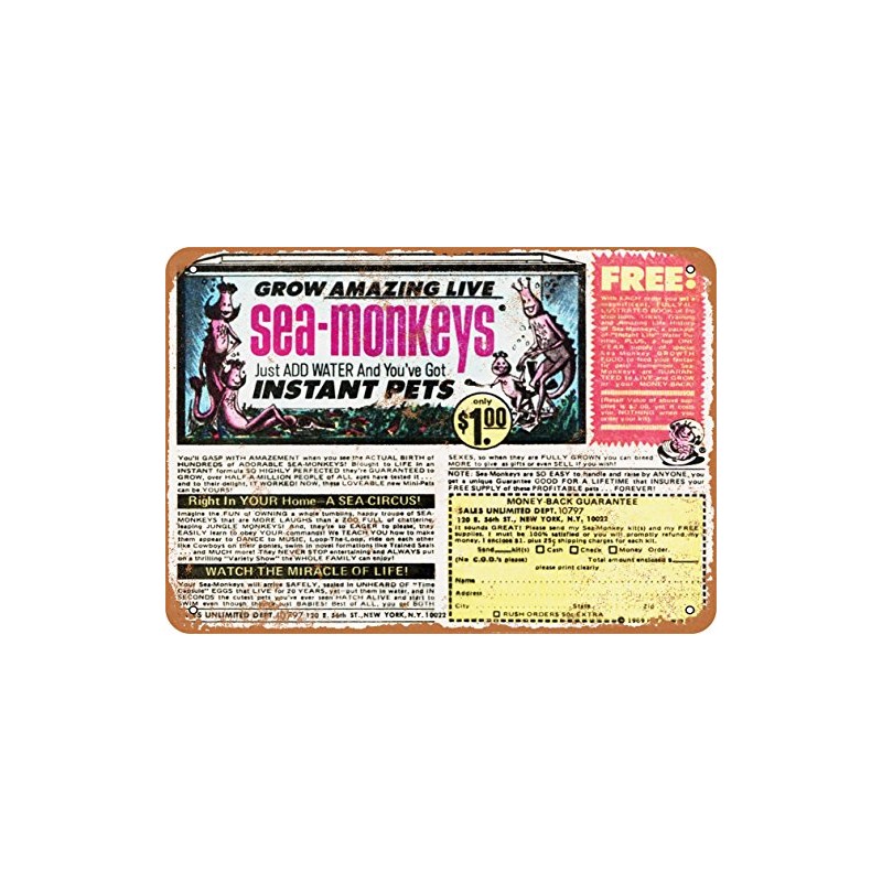 RetroRust 10 x 14 METAL SIGN - 1970 Sea Monkeys