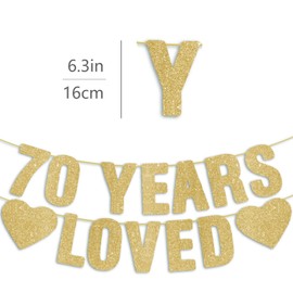 Pre-Strung 70th Birthday Banner - Gold Glitter, Happy 70th Birthday Party Decorations for Women & Men, Funny 70 Year Old Anniversary Decor Bday Sign Gifts