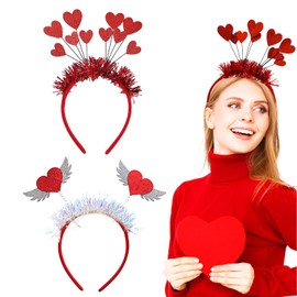 IWTBNOA Heart Headbands with Glitter, Sequins Heart Headband, Valentine's Day Hair Hoop, Love Heart Headband, Party Accessories for Wedding, Carnival, Fancy Dress, Photo, Hen Night