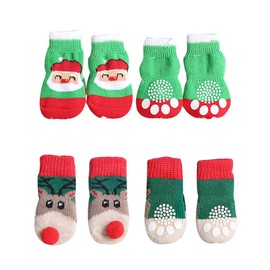 RAMGLYO 2 Pairs of Dog Socks Non-Slip with Adjustable, Soft, Stretchy and Breathable, Double Side Slip Christmas Stockings (M)