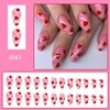 Valentines Press on Nails Almond Shape Fake Nails Red Pink