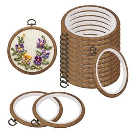 PATIKIL 5inch Embroidery Hoops, 15Pieces Imitated Wood Circle Frame Cross Stitch Hoop Ring for Embroidery Art Craft Sewing Ornaments Hanging Decoration