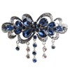 Vintage Royal Rhinestone Tassel Hair Barrette, Dark Blue