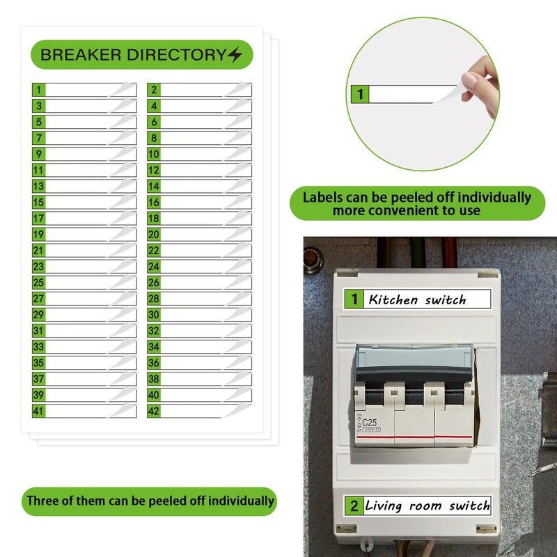 STARLIBOO 16 Sheets Breaker Panel Labels, Electrical Box Sticker Numbers