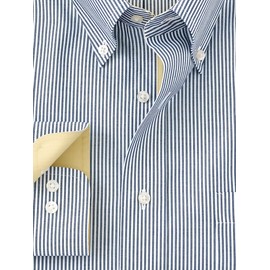 Paul Fredrick Men's Classic Fit Non-Iron Cotton Stripe Dress Shirt Blue 22.0/35 DBT020B
