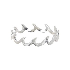 Pura Vida Silver Wave Band Ring - .925 Sterling Silver, Silver Plating Accessories - Size 6