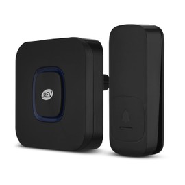 REV Piezo Wireless Bell with Light Signal, 58 Melodies, 4 Levels Volume, Max. 110 dB, Wireless Doorbell, 100 m Range, Black