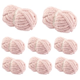 Bangleo Chunky Yarn for Hand Knitting 8 Pack, Fluffy Thick Yarn for Crocheting, Soft Bulky Chenille Blanket Yarn for Handcrafts & DIY(Pink 28yds 8oz Each Skein)