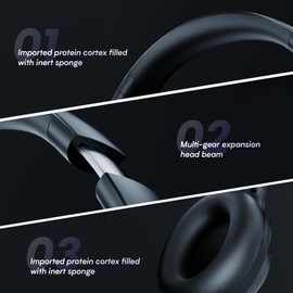 KAMLO Wireless Headphones Over Ear，65 Hrs Playtime Foldable Bluetooth 5.3 Headphones，6 EQ ModesFoldable Lightweight Headset with Deep Bass， for Travel/Office/Cellphone/PC (Black)