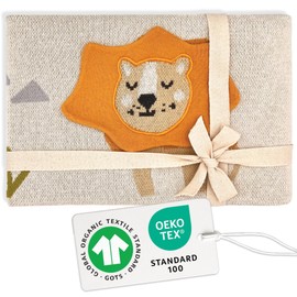 Merle Toys® Premium Cotton Baby Blanket, 100% Organic, GOTS & Oeko-Tex Certified Knitted Blanket, Baby Blanket for Newborns, Gift for Birth Boy & Girl, Cuddly Blanket Baby, Savannah Friends 3D