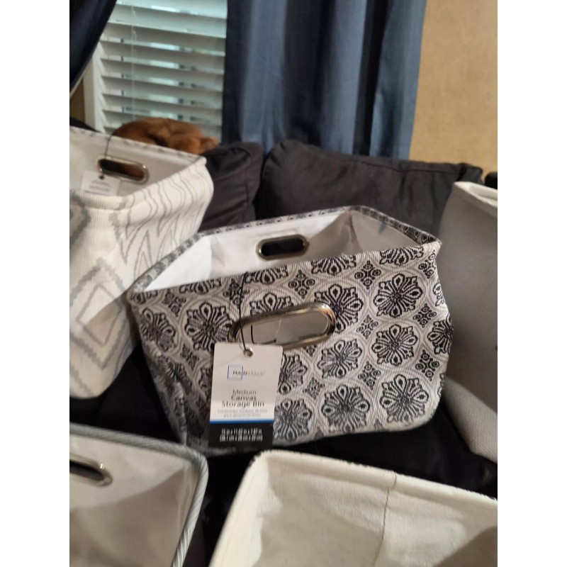 Mainstays Natural Canvas Storage Basket with Handles Multifunctiona