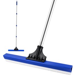 16" Notched Epoxy Floor Squeegee with 62" Long Handle for Coatings, Sealers