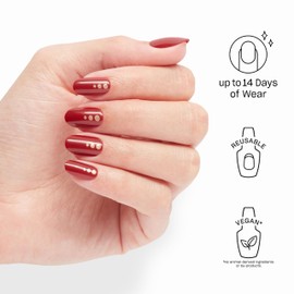 OPI On Point Big Candy Apple Red | Short Round Bright Red with Gold Glitter Nail Art Press On Nails | 24 Count with Nail Glue | Long Lasting, Reusable, Non-damaging | Fall 2025 Shades