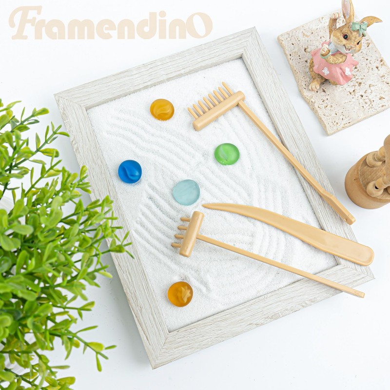 Framendino, 6 Pack Mini Zen Garden Rake Tools Plastic Small