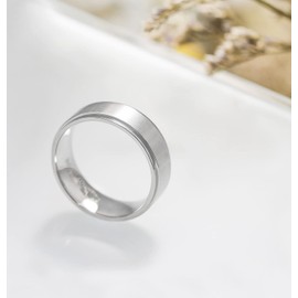 TIGRADE 4mm 6mm 8mm 10mm Silver Titanium Rings Wedding Band Matte Comfort Fit for Men Women, 8MM Silver, Size 11