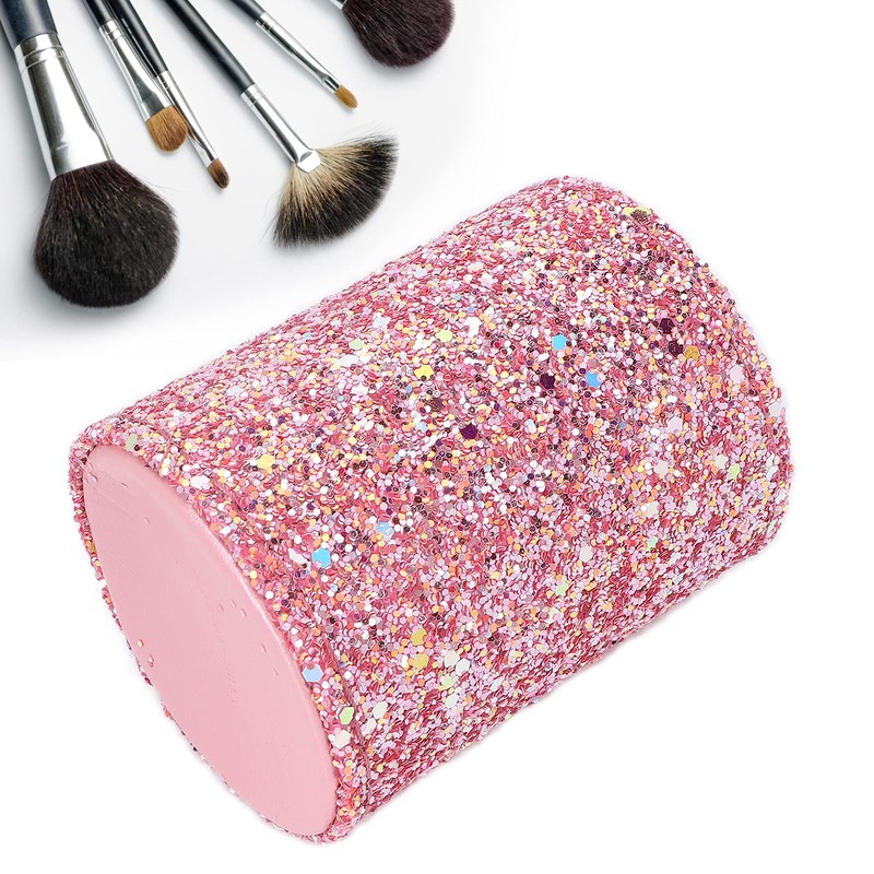 Makeup Brush Holder, Large Capacity Round Handcrafted Cosmetics Brushes Storage