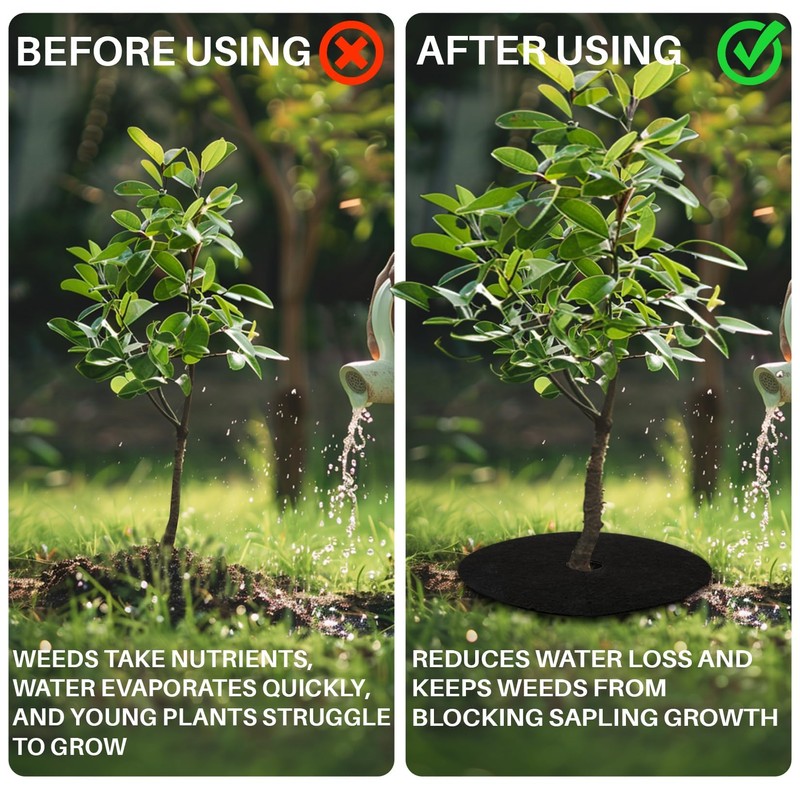 MAQIHAN 14 PCS Tree Ring Mulch Mat - Root Barrier