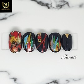 Colorful laser handmade nail tips - Long Round Square / 화려한레이저 수제네일팁 - 롱라운드스퀘어