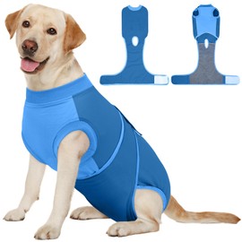 Kuoser Dog Recovery Suit Female, Dog Surgery Suit Male Neuter, Dog Body Suits After Surgery Anti Licking Pet Surgical Suit for Abdominal Wounds Skin Disease, Soft Dog Onesie Substitute Cone, Blue 2XL