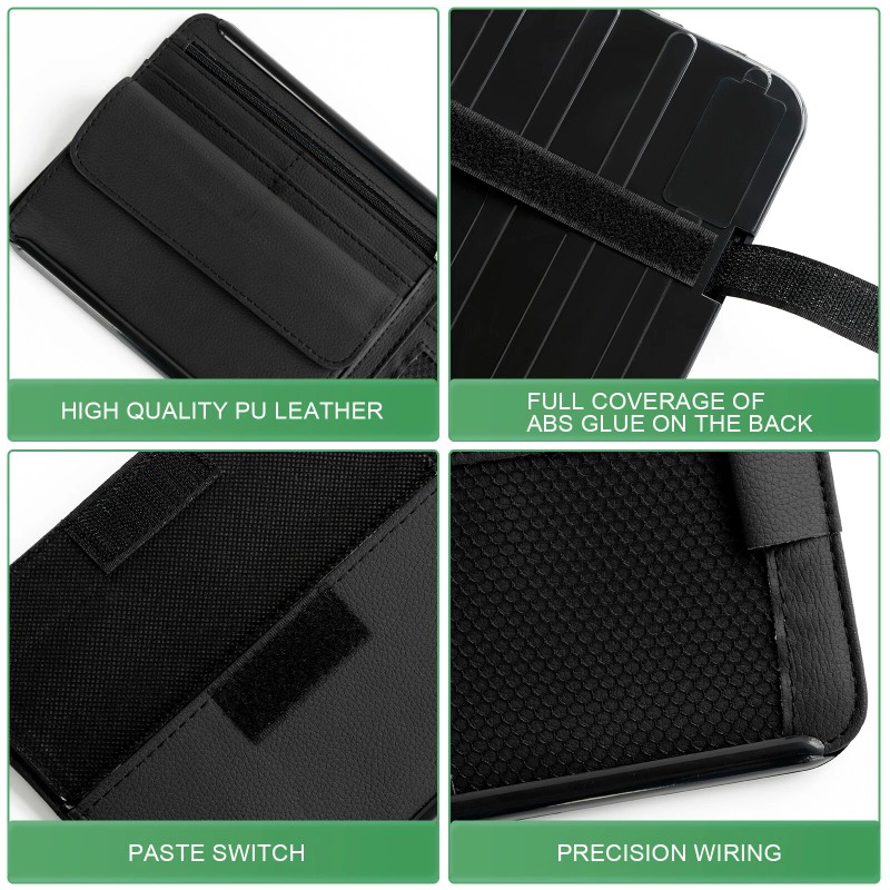XUKEY PU leather Car Sun Visor Organizer Multi-Pocket Sunglass Bank