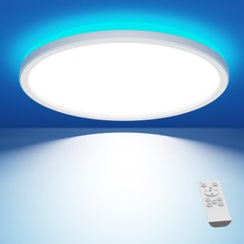 slochi LED Ceiling Light Dimmable with Remote Control, 30 cm RGB Colour Changing Ceiling Light LED, 3000 K - 6500 K Bathroom Lamp for Bathroom, Children's Room, Bedroom, Living Room, Round White