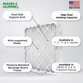 Mann+Hummel 20x25x4 MERV 8 Pleated Air Filters by Mann+Hummel. Case of 6.