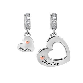 KunBead Jewelry Women Girls Mother and Daughter Nomination Bead Dangle Charms for Bracelets