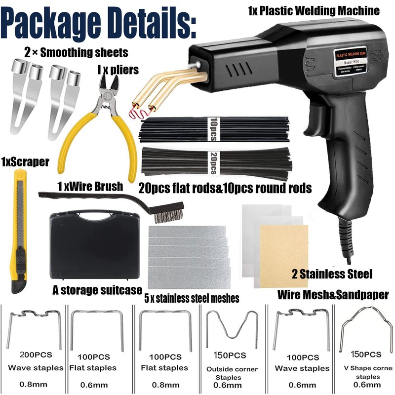Upgraded 220W Plastic Welder Bumper Repair Kit,2-in-1 Plastic Welding Kit