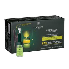 Rene Furterer Triphasic Progressive Concentrated Serum for Hereditary, Hormonal Thinning Hair - Drug-Free - Receding Hairline - Leave-In - Sulfate, Paraben, Silicone-Free - 8 ct., 30-Day Supply