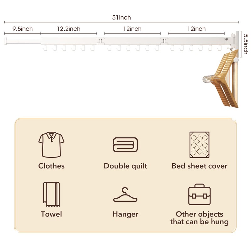 ZdwCyl Clothes Drying Rack,Laundry Drying Rack Wall Mount, Wall Mounted