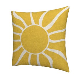 Summer Pillow Covers 18x18 Set of 2, Yellow Sunshine Decorative Outdoor Throw Pillow Covers Modern Farmhouse Cushion Case Linen Square for Home Couch Sofa