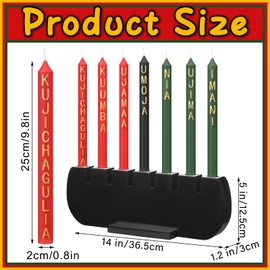 8 Pieces Kwanzaa Wood Candle Holder Kit Wooden Holder Candles with Words Kwanzaa 3 Red 3 Green 1 Black Winter Kinara Candles Celebrates African Americans Traditional House Decor