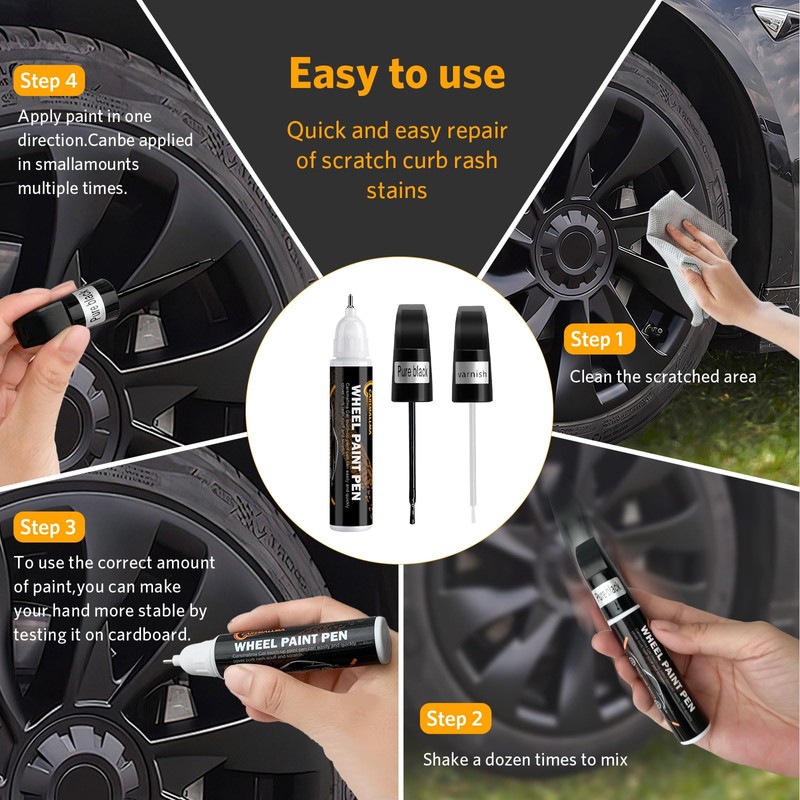 Black Rim Touch Up Paint, Car Wheel Paint for Rims