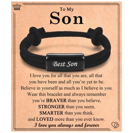 EYQV Son Gifts, Boys Braided Bracelet Teenage Boys Gifts for Son, Special Birthday Christmas Graduation Gifts for Son from Mum Dad, Stocking Fillers for Boys
