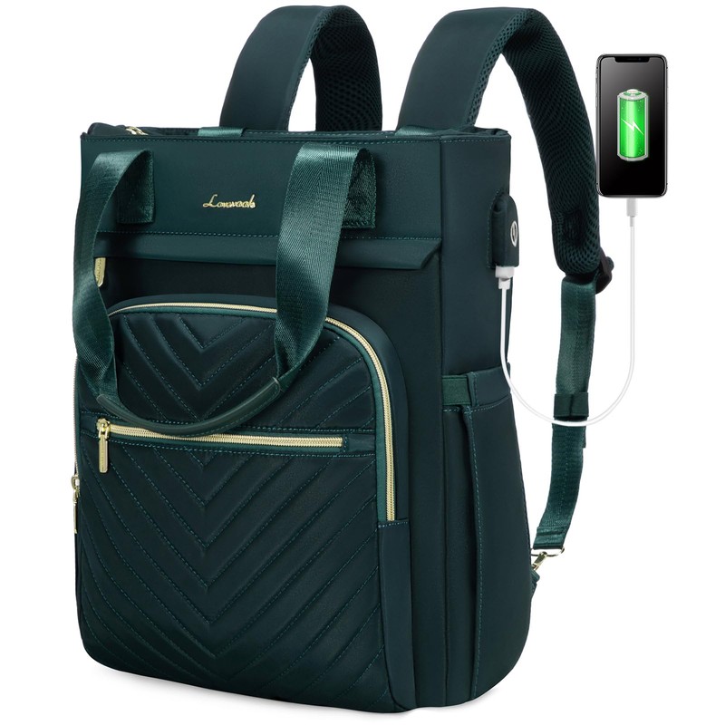 LOVEVOOK 2 in 1 Women's Handbag Backpack, dark green, Rucksack