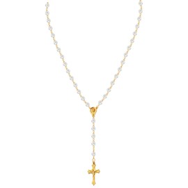 Rosary Beads Catholic Cross Necklace Baptism Gifts for Women Pearl Necklace Christian Religious Rosary Necklace Jesus Religious Jewelry Gifts