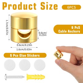 simarro 6 Pack Wire Holders, Desk Cable Holders, Gold Adjustable Cable Holders, 2-in-1 Aluminum Cord Clips Charger Cable Management Cable Management Cord Organizer for Desk, Office, Nightstand.