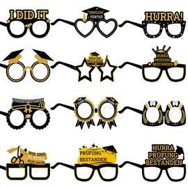 TOPJOWGA Graduation Glasses, Pack of 12 Graduation Glasses, Exam Party Glasses, Graduation Glasses Paper, Graduation for Boys Girls Party Photo Booth Props