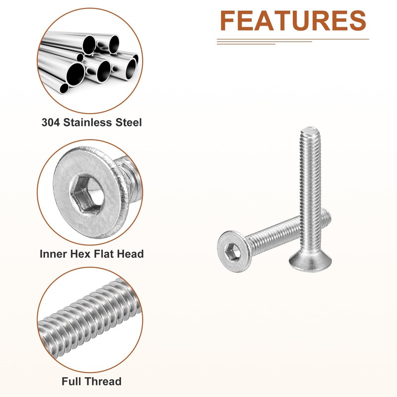 DTGN M3-0.5 x 20mm Flat Head Socket Cap Screws, 40